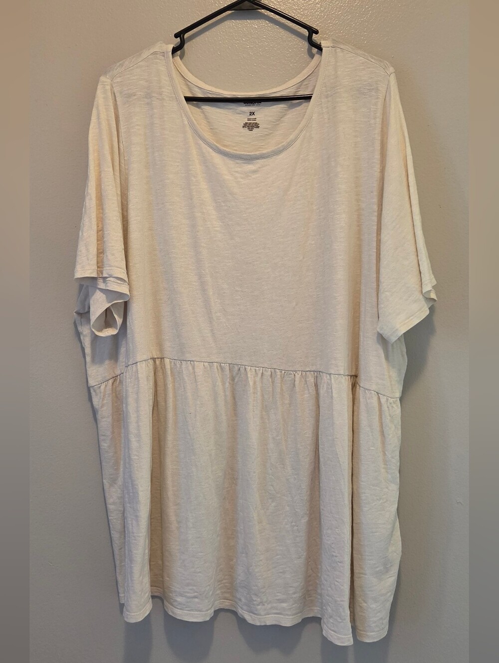 Sonoma Cream Peplum-Style Short Sleeve Tunic